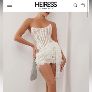 Heiress Beverly Hills - WHITE LACE CORSET DRAPED MINI DRESS
